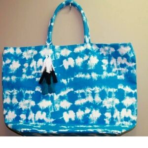Tiedye Blue & White Canvas Tote/Bag Large 20”in Wide by 15”in Deep~New Beach bag